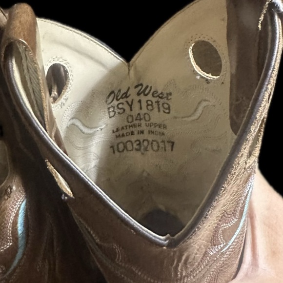 Good Used Old West Boys Cowboy Boots Sz4 big boys - Picture 7 of 10